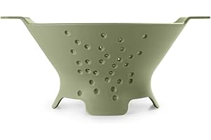 BLIMPLUS Blim Plus Scolapasta Cosmo diametro 25cm verde opaco (Forest) in plastica 100% riciclabile, Non Tossico, Lavabile in Lavastoviglie, Impugnatura Ergonomica, 4 piedini d’appoggio, fori svasati