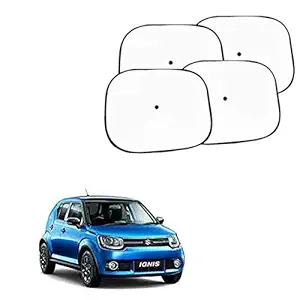 Car Adorable White Sun Shades for Side and Rear Window for Maruti Suzuki Ignis (Set of 4)