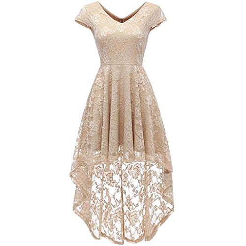 Moonuy Femme Vintage Dentelle Bodycon Cocktail Robe De Soirée Slim Dress Longue Volants Asymétrique Vintage Steampunk Unique Robe de sirène Haute Couleur Unie Robe