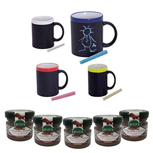 Deliex Lot de Tasses en Ardoise en céramique, Couleurs variées avec Craie pour Dessiner des Enfants, Cadeaux, Anniversaires, écoles maternelles 25 UD