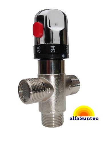 Thermostatischer Brauchwassermischer 3 Wege 1/2" AG, integrierte Rückschlagventile