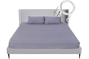 ‎RIQINXIN RIQINXIN Erdungsbettbezug Erdungspannbettlaken 198x203x33cmSpannbetttücher mit Silberfaser Erdungsmatte aus 95% Bio-Baumwolle mit 5% Silberfase Erdungsenergie für besseren Schlaf Grau