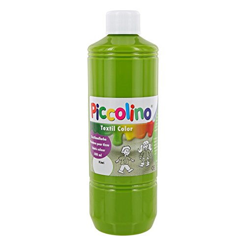 Textilfarbe Kiwi, 500ml Flasche - PICCOLINO Textil Color - Stoffmalfarbe auf Wasserbasis, hochwertig, gebrauchsfertig, ergiebig