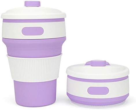 eTACH 350ML Outdoor Sports Travel Creative Collapsible and Retractable Silicone Office Coffee Cups (Clove purple)