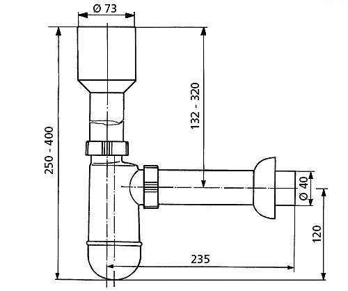 profizeug24® Urinal Flaschen Ablauf Urinal Siphon Absaug Sifon DN 50 x 40 - 2