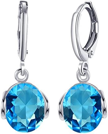 YIXUYU Lever back Crystal Dangle Earrings with Stone Jewellery for Women Girls (Blue)