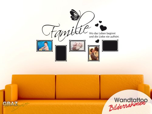 Graz Design 160004_57_070 Wandtattoo Fotorahmen Bilderrahmen Familie Herz Schmetterling - 2