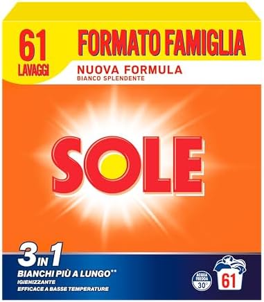 Sole Detersivo Lavatrice in Polvere Bianco Splendente 61 Misurini, 1 Confezione da 3,05 Kg