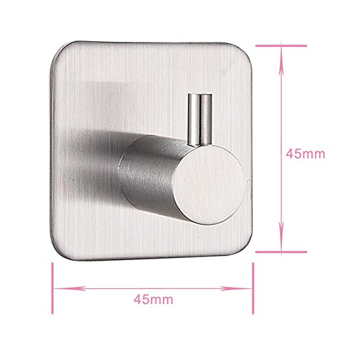 Handtuchhaken, FTUNG 6 Stück Edelstahl Haken, Selbstklebend Haken, Bad und Küche Handtuchhalter, Wasserdicht Kleiderhaken Ohne Bohren, Edelstahl rostfrei (4,5X4,5cm, 80g) - 2