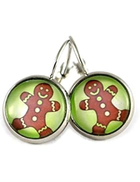 Katharina Fairytale Damen Mädchen Ohrringe Keksmännchen Motiv Cabochon 12mm silber