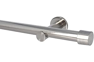 Sento Kit Bastone per Tende in Metallo 25mm Acciaio Inox Modern Montaggio a Muro 120 cm ALBANA