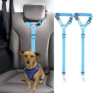 BWOGUE 2 Packs Dog Cat Safety Seat Belt Strap Car Headrest Restraint Adjustable Nylon Fabric Dog Restraints Vehicle Seatbelts Harness