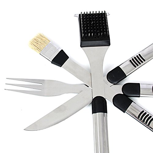 18-teilig Grillbesteck BBQ Besteck Set Grillset Tool Set mit Koffer barbecue rutschfester Griff - 6
