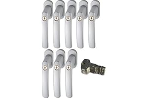 TOKKA ABUS 442582 FG200 S SB abschließbarer Fenstergriff, silber (-grau) im Set 8 Stück