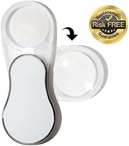 EasY Magnifier Superior Magnifying Glass 2.8x WHITE With Bright LED Light; Best Small Illuminated Magnifier Glasses; Protected Clear Lens; Lighted Loupe for Reading Newspaper Tiny Print on the Move, Ideal Present As Aid For Visually Impaired and Macular Degeneration