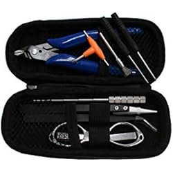 10 Piezas Kit de Cigarrillo Electrónico Atomizador, DIY Kit de Herramientas, Alicates, Pinzas de Cerámica, Cable de Bobina, Cepillo en Acero Inoxidable, Destornillador, Pinzas Antiestáticas