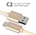 Produktbild ROCK Type C Kabel Ladekabel mit Nylon umflochtenes verwicklungssicheres USB-Sync-Kabel Ladekabel für huawei mate 9, huawei P9/p9 plus, MacBook, Google Chromebook Pixel, MacBook Pro 2016 - Gold (25cm)