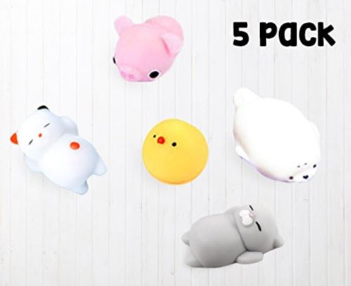 Camivan Mini Squishy toy 5 Pcs Animal Stretch and Squeezing Stress Relief Soft Squeeze Cute toy animal Fun Toys Silicone Decoration Gift for kids and adults
