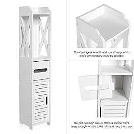 Mueble Baño Auxiliar, Puerta de Persiana, Armarios de Suelo para Baño