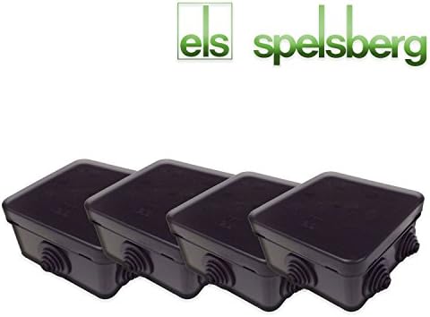 4x Black IP Junction Box IP55 Weatherproof CCTV Connection Terminal Box Outdoor IP65 ELS German Brand (4x (80) Black Junction Box)