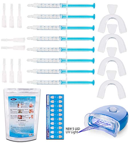 KAV Plus 6 Gel Teeth Whitening Pro Home Kit LED Lazer Luz, X4 boca Trays + Free dientes sombra - Profesional dientes Bleach Whitening Kit