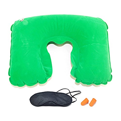 Preisvergleich Produktbild Gemini® Aufblasbares Nackenkissen Nackenhörnchen Reisekissen mit Augenmaske und Ohrstöpsel - Ideal für Urlaub Reise Auto Flugzeug aufblasbar