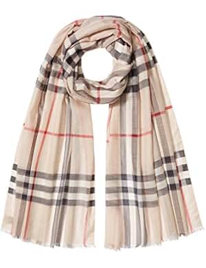 BURBERRY GIANT HOUSE CHECK SCARF STONE WOOL SILK-BLEND 39628631 SIGNATURE
