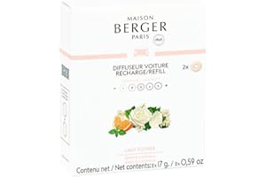 MAISON BERGER - Lot de 2 Recharges Diffuseur Voiture – Système Céramique – Diffusion 4 à 6 Semaines – Parfum Lampe Berger – Fabriqué en France (Lady Flower)
