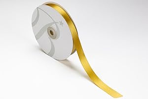 BARATTI Nastro Doppio Raso 10mm X 50 Metri per Artigianato, Natale, Decorazioni, Adatto Per confezionare Regali, Feste di Compleanno, Matrimoni, Bomboniere (Oro Dark)
