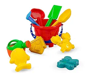 Beach Toys Set for Kids, Indian Made 10 Pcs Plastic Bucket, Animal, Mould , Beach Shovel Spade Tool Kit, Beach Art Learning Toys, Outdoor Kids Sand Toys for Kids ,Best Birthday Gift -Multicolor