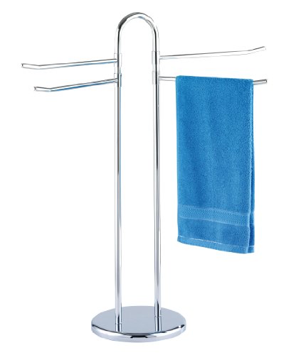 WENKO 15878100 Handtuchständer Luando mit 4 Armen - Kleiderständer, bewegliche Arme, Stahl, 28.5 x 94.5 x 50 cm, Chrom