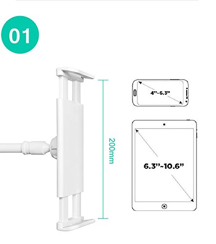 TOAOB Silber 360 Drehen Handyhalter Desktop-Ständer 84-127cm Flexibel Langen Arm Schwanenhals Halterung Tablet Halterung für 4-10,6 Zoll Android und Apple Device - 2