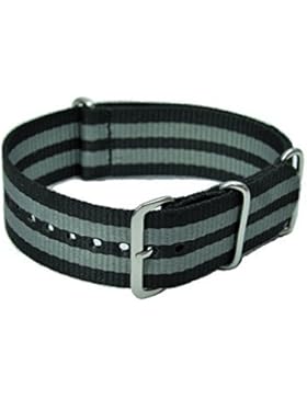 22mm Nato Nylon Durchzugsband Uhrenarmband Black/grey