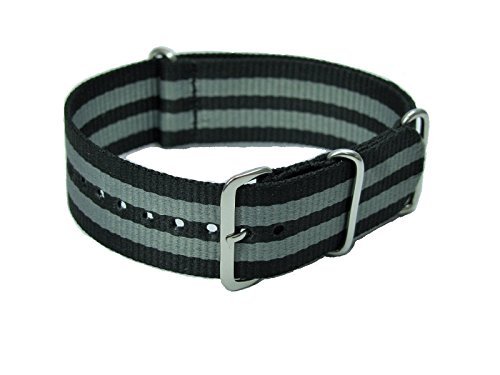 22mm Nato Nylon Durchzugsband Uhrenarmband Black/grey 22mm Nato Nylon Durchzugsband Uhrenarmband Black/grey