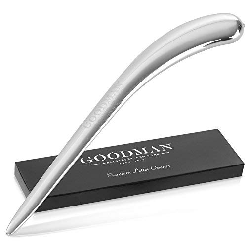 GOODMAN Wallstreet Ouvre-lettres en acier inoxydable argenté dans un design élégant | Couteau à lettres, ouvre-lettres et colis sans effort