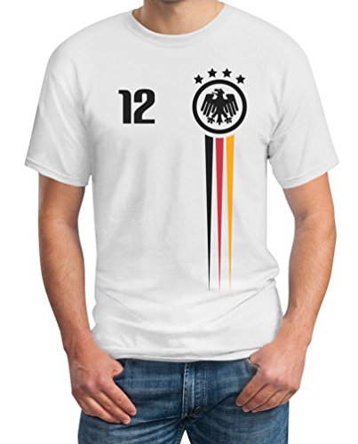 Der 12. Mann – Deutschland Fußball Fanartikel EM 2016 T-Shirt XXXXX-Large Weiß