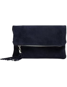CASPAR TL773 Damen Wildleder Clutch mit Glitzer Effekt