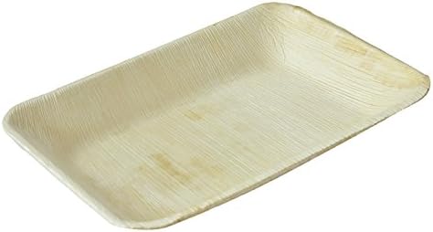 Leaftrend - Ecofriendly disposable palm leaf plates, wedding and party plates - 9x5 Inch Rectangle Palm Leaf Plate-25 PCS