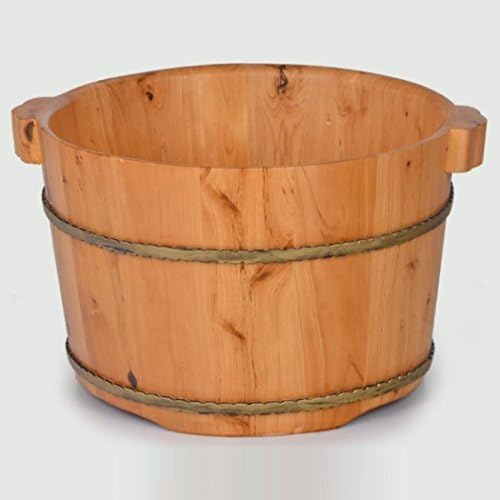 AGAOYUHUA Wooden foot tub Solid Cedar Wood Foot Basin Tub Bucket for Foot Bath, Massage, Spa, Sauna, Soak 25*36cm