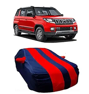Antil's Water Resistance Car Body Cover for Mahindra TUV 300 Red Stripes with Mirror Pockets
