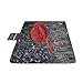 Produktbild AGIRL Rot und schwarz Sich überschneidenden Blumen Picknick-Matte 57"x 79" (140 cm x 200 cm) Picknickdecke Strandmatte mit wasserdicht für Kinder Picknickstrände und im Freien gefaltete Tasche