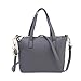 Produktbild OdeJoy Frau Mode Handtasche Schulter Tasche Tote Damen Geldbörse Sporttasche Weiblich Eimer Tasche Ledergeldbörse Kosmetiktasche Casual Tagesrucksack Leinwand Reisetasche (1 pc, Grau)