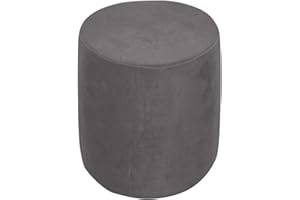 XGANGM Velvet Round Ottoman Stool Cover Stretch Pouffe Cover Round Small Storage Footstool Protector Cover Diameter 31/34/36/37cm Chair Slipcover Washable,dark grey,37x42cm