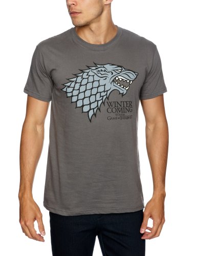 Trademark Game Of Thrones Logo Stark Direwolf - Camiseta, con manga corta para hombre, Gris (Charcoal), X-Large