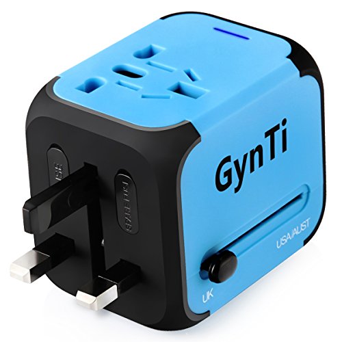 Universal Reiseadapter USB Ladegerät Ladeadapter für US UK AU EU multinationaler ladestecker universal Netzteil mit Dual USB und Schmelzsicherung (Blau) - 2