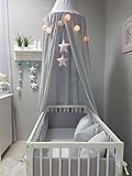 Babymajawelt® Betthimmel Baldachin Grau XXL Stars (Sterne) – Kinderzimmer Zelt zum Aufhängen, Kinderzelt, Babybett Himmel, Versteck, Spielecke - 4