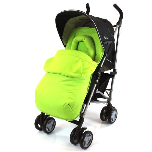 Silver Cross POP Footmuff - Liner & Head-support With Pouches Highly Padded (Lime Lemon)