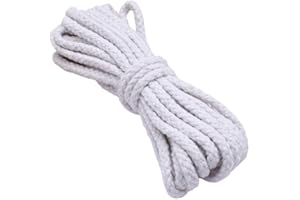 VOKENFORU 10 Meters Thicked Braided Cotton Rope White 5MM Wide Macrame Cord Drawstring Cotton Rope for DIY Projects/Scene Decoration/Sewing