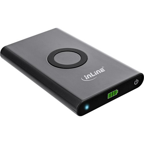 InLine 1477 Qi-Plate Powerbank 7000mAh drahtlos Charging induktiv laden und wiederaufladen schwarz