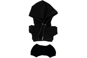niannyyhouse 20 cm pluszowe ubrania dla lalek, elastyczne, solidne, odzież sportowa, garnitury, spodnie z kapturem, miękkie, wypchane, pluszowe zabawki, akcesoria do przebierania się, czarne, 20 cm